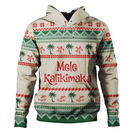 Hawaii Hoodie Mele Kalikimaka King Kamehameha Santa Polynesian Tribal Heritage