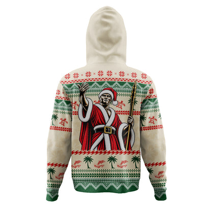 Hawaii Hoodie Mele Kalikimaka King Kamehameha Santa Polynesian Tribal Heritage