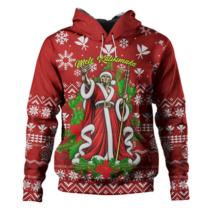 Hawaii Hoodie Mele Kalikimaka King Kamehameha Santa Polynesian Holiday Spirit