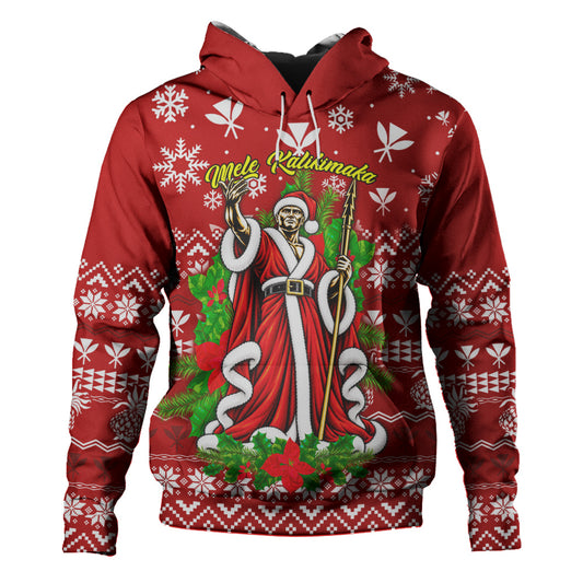 Hawaii Hoodie Mele Kalikimaka King Kamehameha Santa Polynesian Holiday Spirit