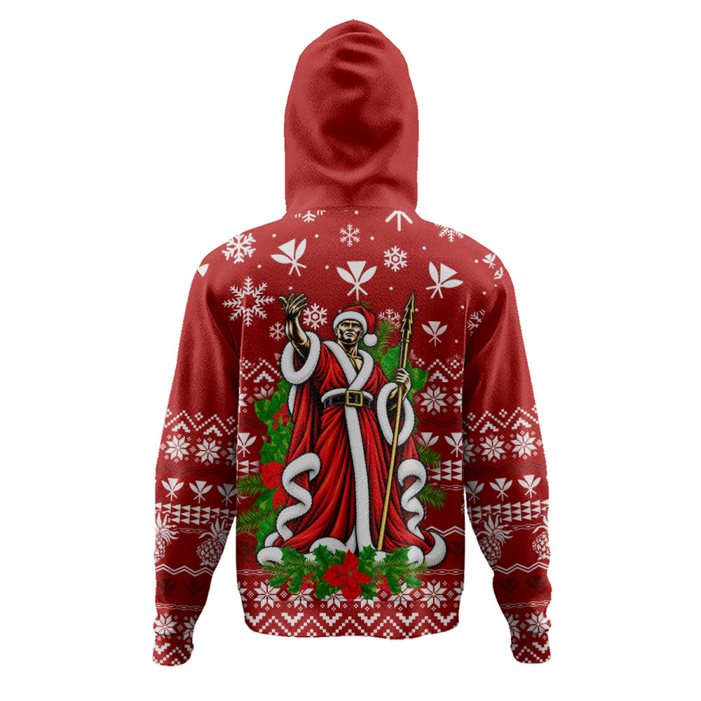 Hawaii Hoodie Mele Kalikimaka King Kamehameha Santa Polynesian Holiday Spirit