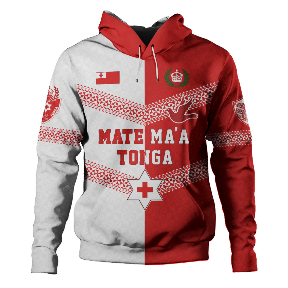 Tonga Hoodie Mate Ma'a Tonga Rugby Ngatu Tribal Half Style