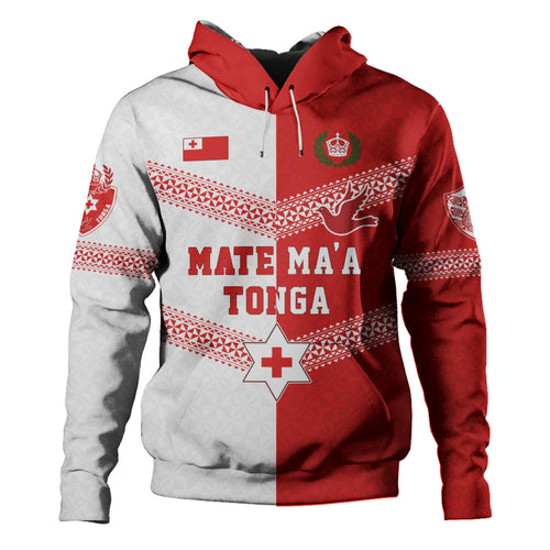 Tonga Hoodie Mate Ma'a Tonga Rugby Ngatu Tribal Half Style