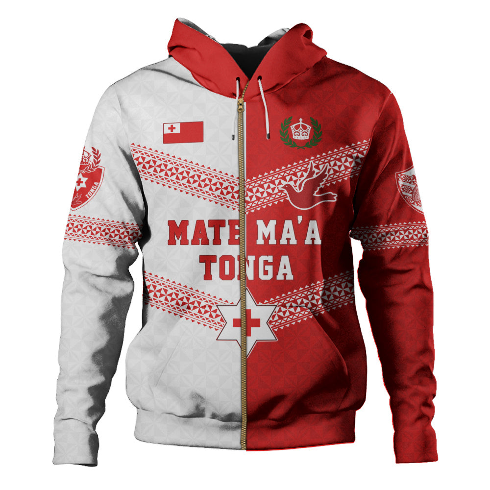 Tonga Hoodie Mate Ma'a Tonga Rugby Ngatu Tribal Half Style