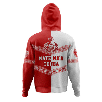 Tonga Hoodie Mate Ma'a Tonga Rugby Ngatu Tribal Half Style