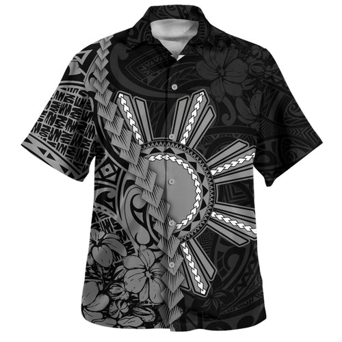 Philippines Filipinos Hawaiian Shirt Sampaguita Flower Tribal Fusion Style
