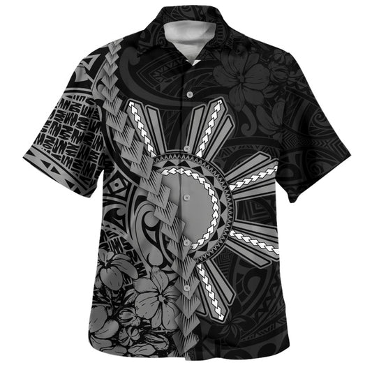Philippines Filipinos Hawaiian Shirt Sampaguita Flower Tribal Fusion Style