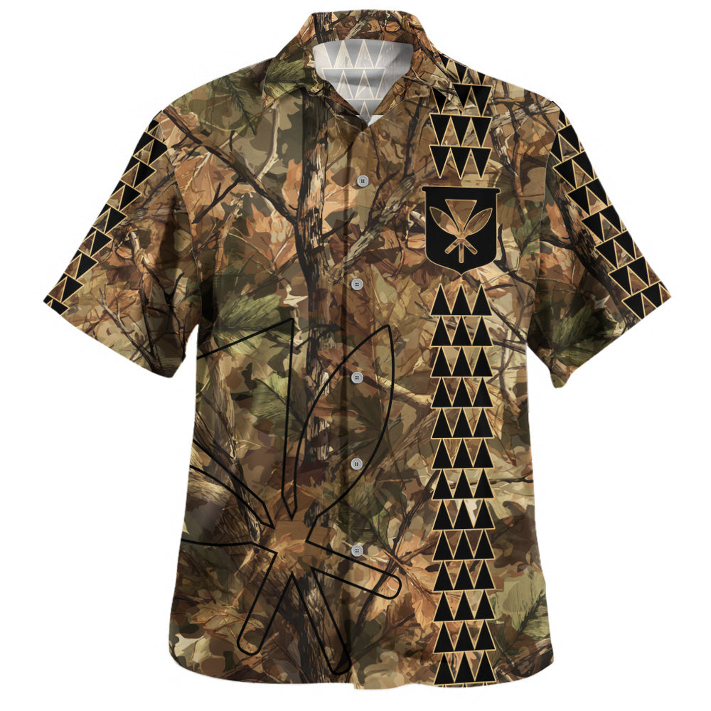 Hawaii Hawaiian Shirt Woodland Kanaka Camo Style