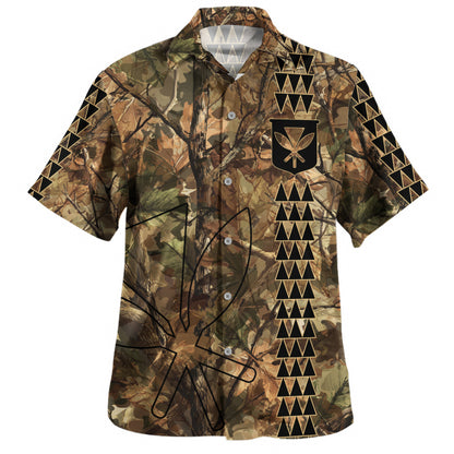 Hawaii Hawaiian Shirt Woodland Kanaka Camo Style