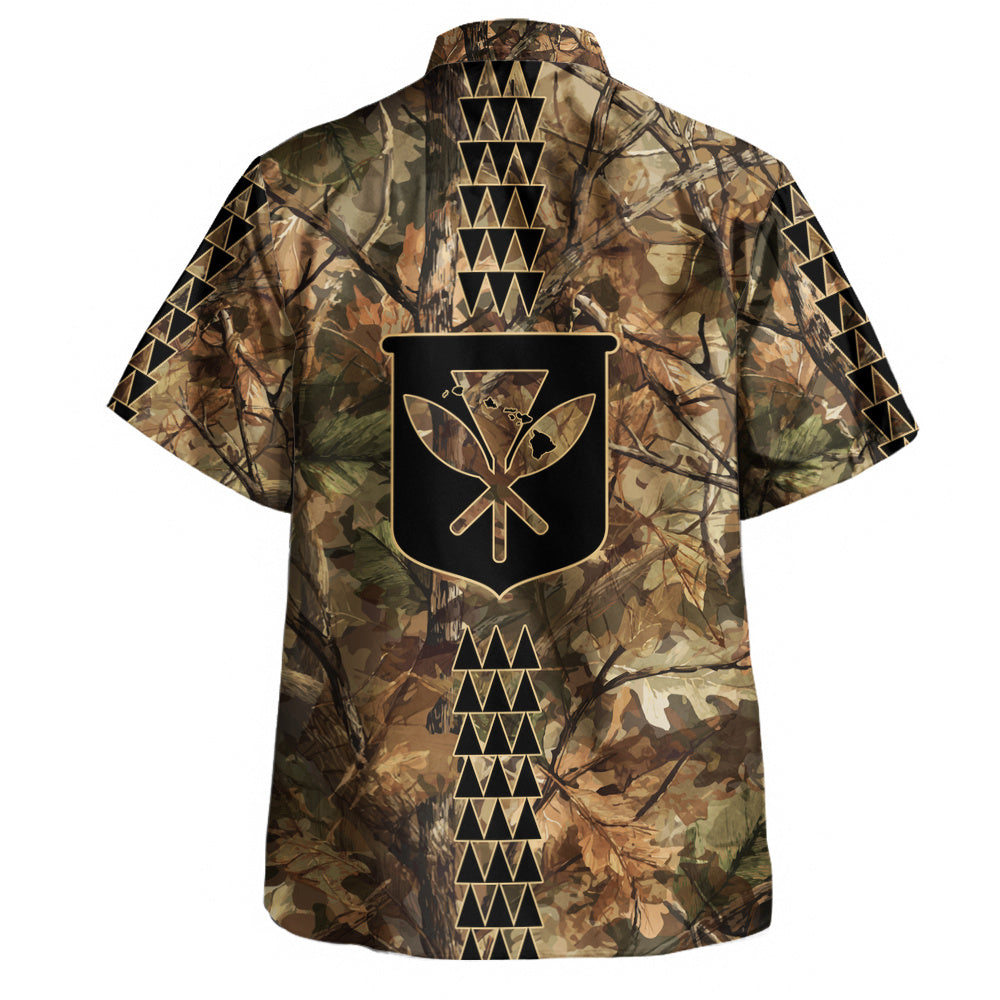 Hawaii Hawaiian Shirt Woodland Kanaka Camo Style