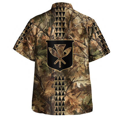Hawaii Hawaiian Shirt Woodland Kanaka Camo Style