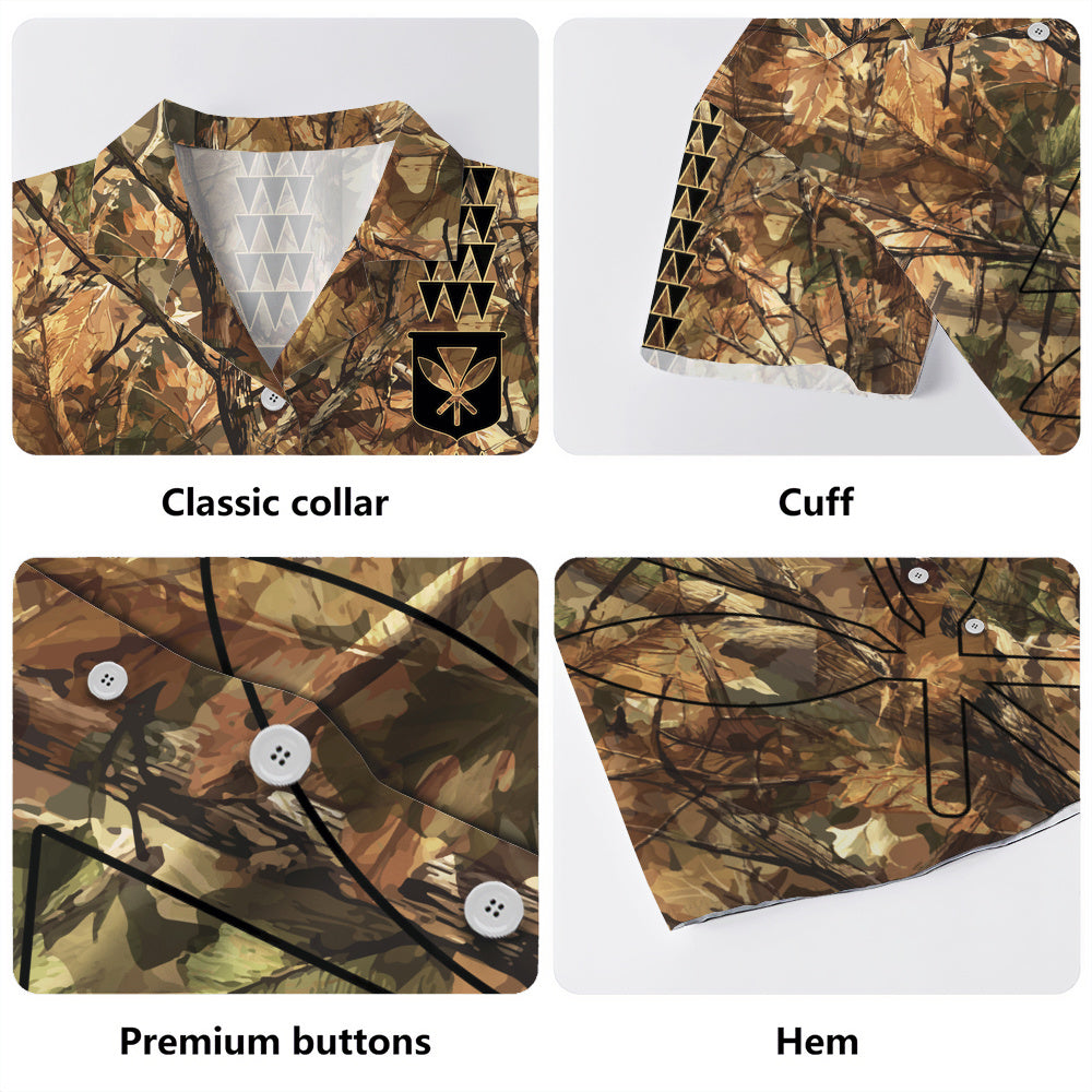 Hawaii Hawaiian Shirt Woodland Kanaka Camo Style