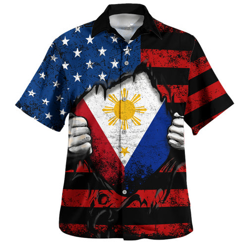 Philippines Filipinos Hawaiian Shirt Heart American Soul