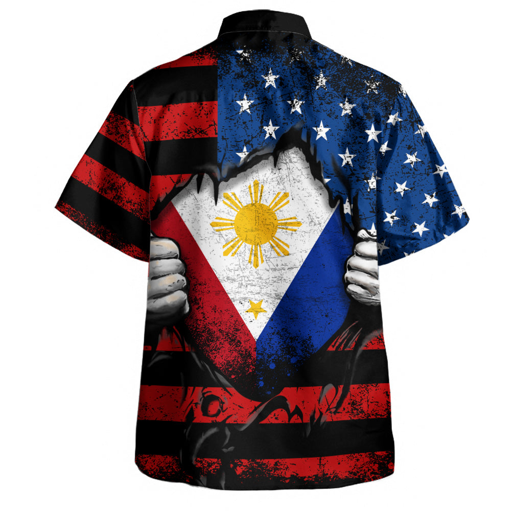Philippines Filipinos Hawaiian Shirt Heart American Soul