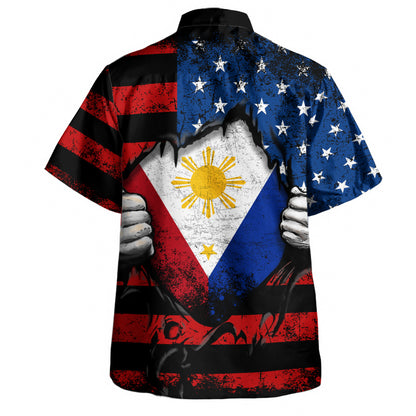 Philippines Filipinos Hawaiian Shirt Heart American Soul