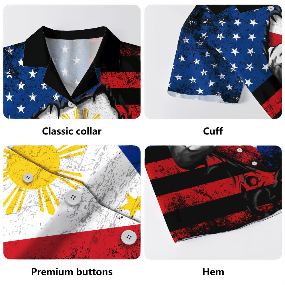 Philippines Filipinos Hawaiian Shirt Heart American Soul