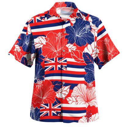 Hawaii Hawaiian Shirt Hibiscus Flag Map Island Pride