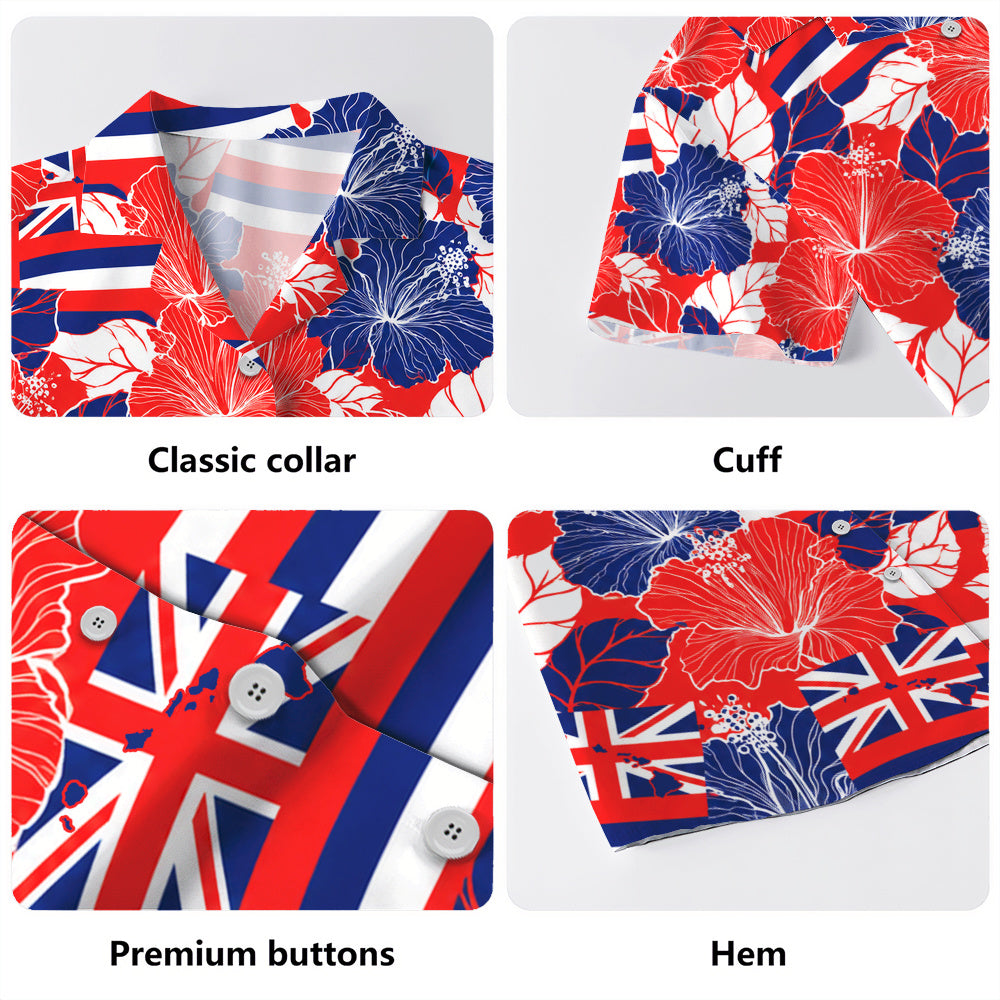 Hawaii Hawaiian Shirt Hibiscus Flag Map Island Pride