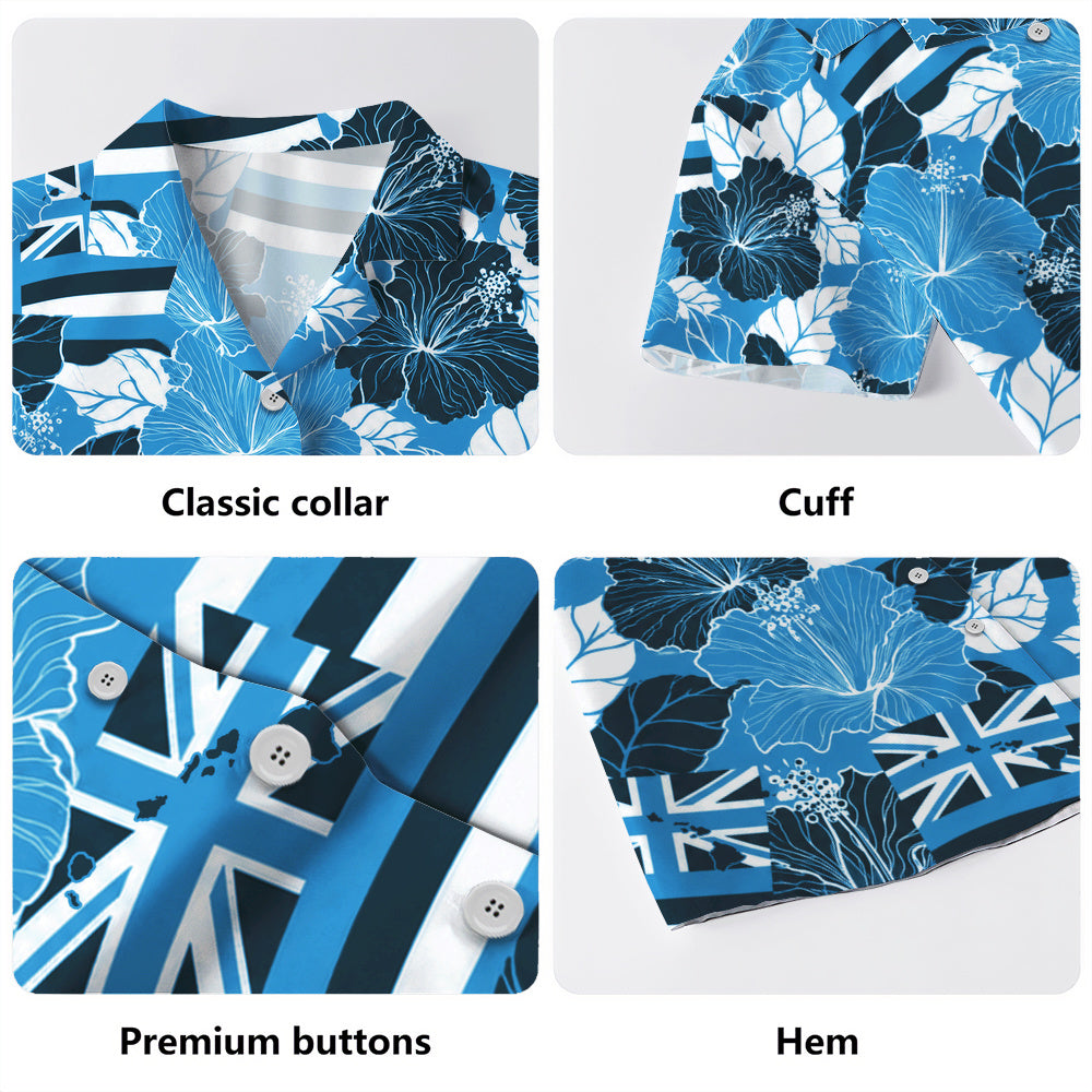 Hawaii Hawaiian Shirt Hibiscus Flag Map Island Pride