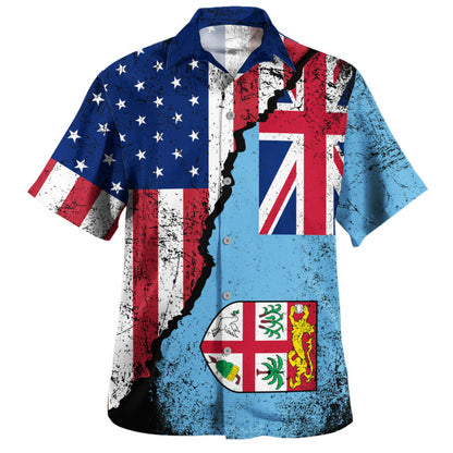 Fiji Hawaiian Shirt Fijian American Unity Style
