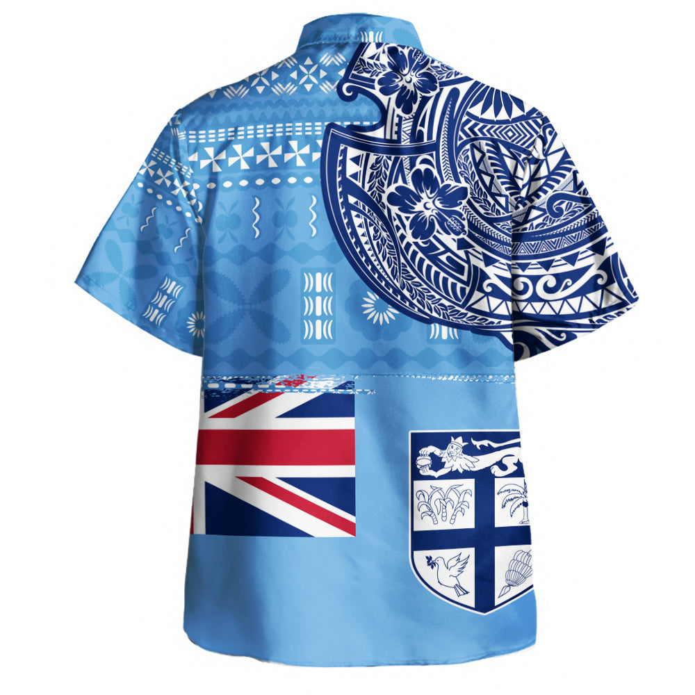 Fiji Hawaiian Shirt Ocean Blue Tribal Shield Pride