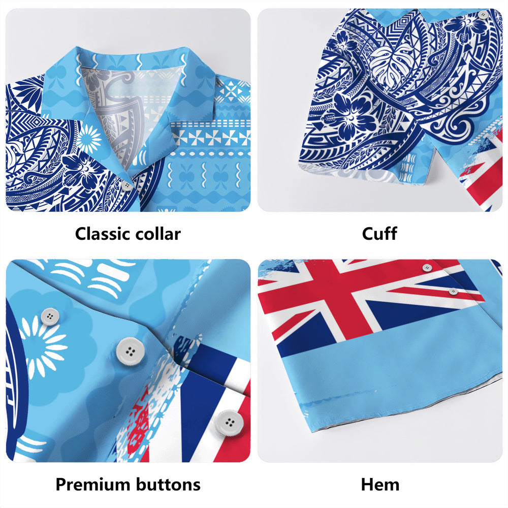 Fiji Hawaiian Shirt Ocean Blue Tribal Shield Pride