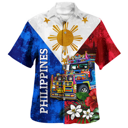 Philippines Filipinos Hawaiian Shirt Custom Jeepney Flag Tropical Floral