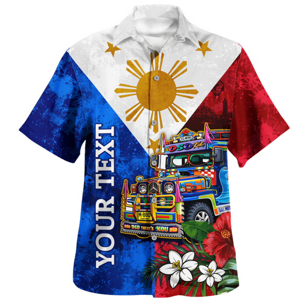 Philippines Filipinos Hawaiian Shirt Custom Jeepney Flag Tropical Floral