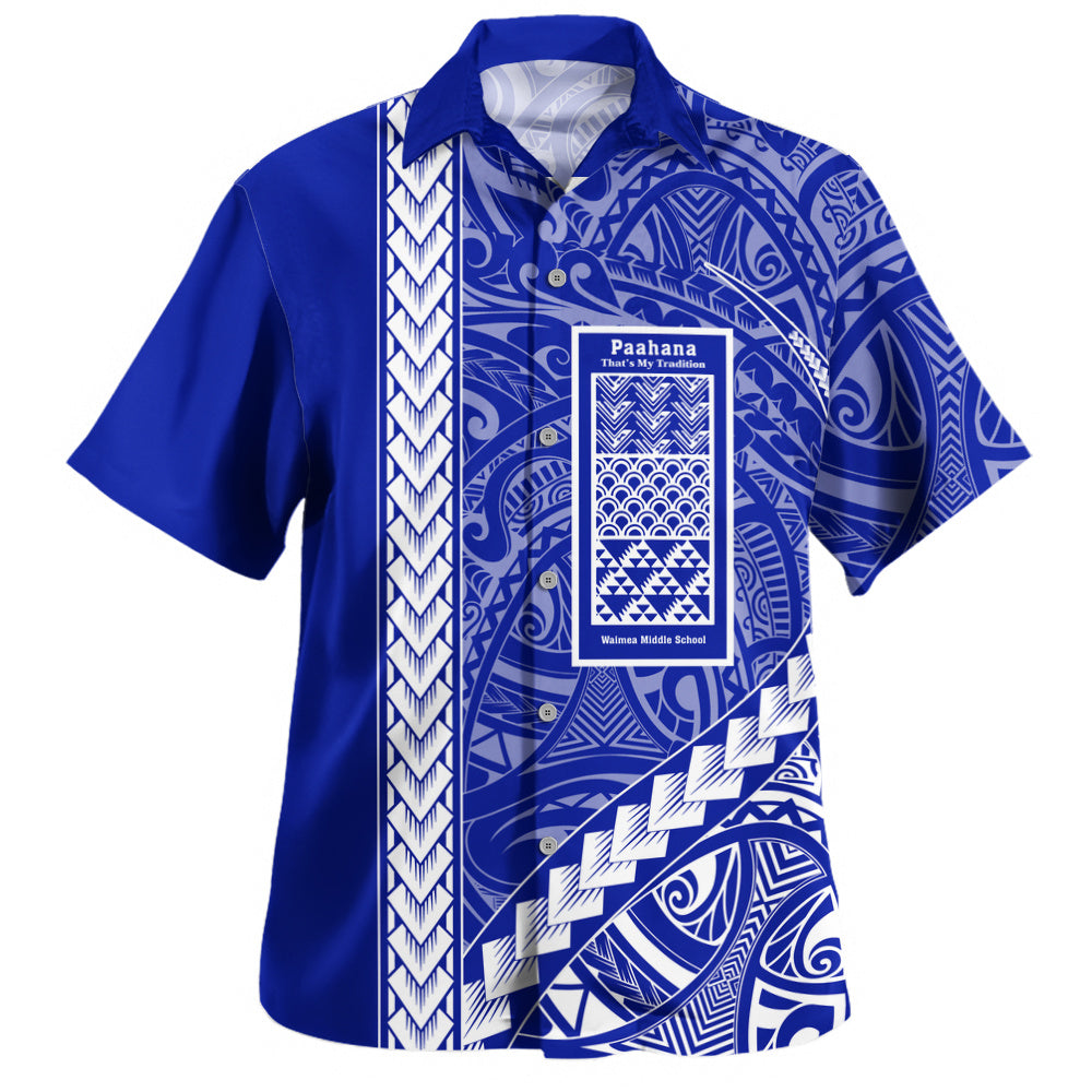 Waimea Middle Public Conversion Charter School Hawaiian Shirt Tribal Polynesian Pride Style