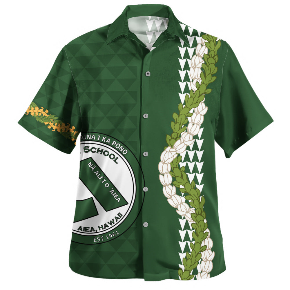 ʻAiea High School Hawaiian Shirt Puakenikeni Maile Flower Lei