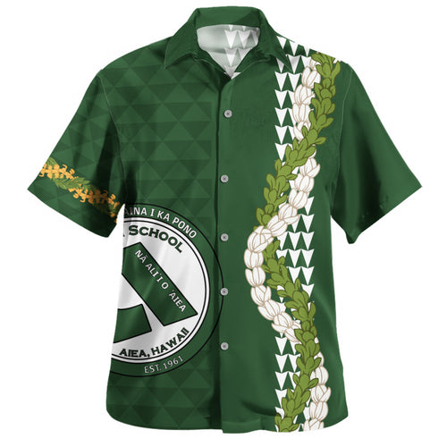 ʻAiea High School Hawaiian Shirt Puakenikeni Maile Flower Lei
