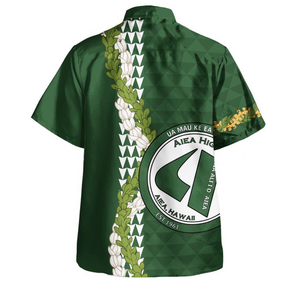 ʻAiea High School Hawaiian Shirt Puakenikeni Maile Flower Lei