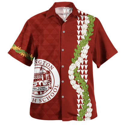 Farrington High School Hawaiian Shirt Puakenikeni Maile Flower Lei