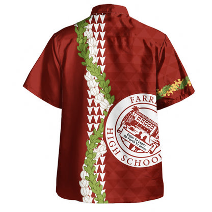 Farrington High School Hawaiian Shirt Puakenikeni Maile Flower Lei