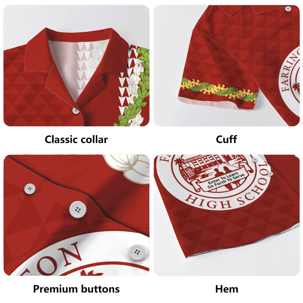 Farrington High School Hawaiian Shirt Puakenikeni Maile Flower Lei