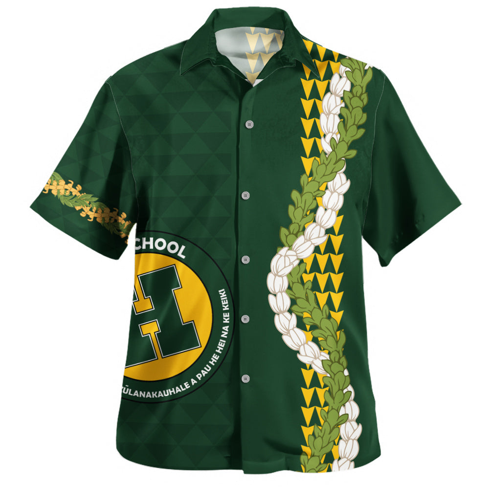 Hana High and Elementary School Hawaiian Shirt Puakenikeni Maile Flower Lei