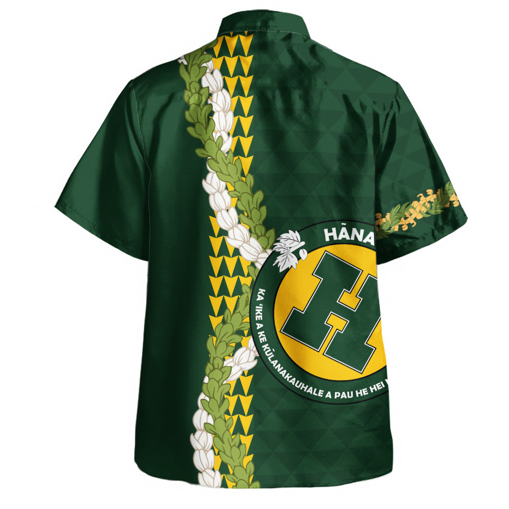 Hana High and Elementary School Hawaiian Shirt Puakenikeni Maile Flower Lei