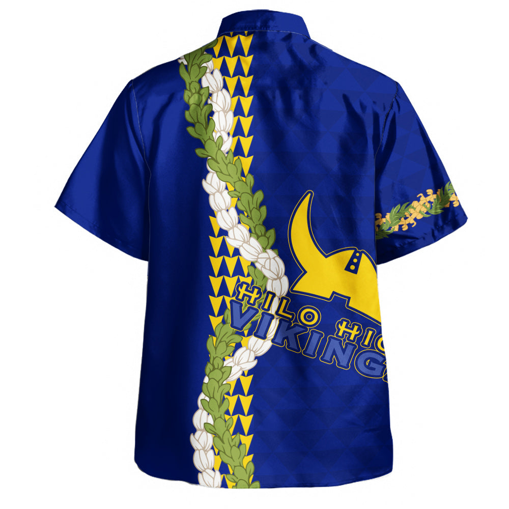 Hilo High School Hawaiian Shirt Puakenikeni Maile Flower Lei