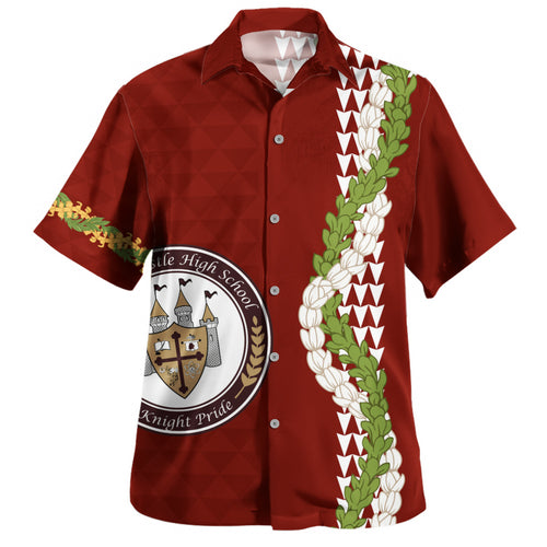 James B. Castle High School Hawaiian Shirt Puakenikeni Maile Flower Lei
