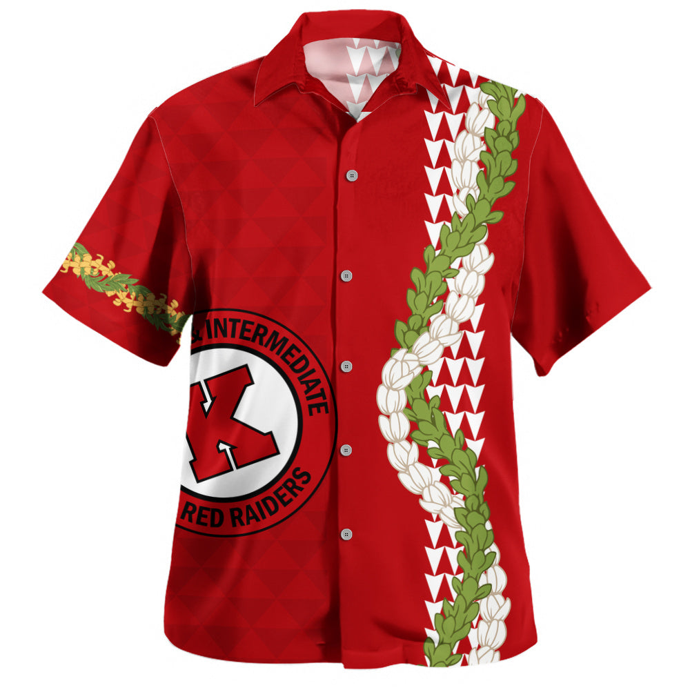 Kahuku High & Intermediate School Hawaiian Shirt Puakenikeni Maile Flower Lei