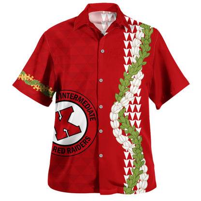 Kahuku High & Intermediate School Hawaiian Shirt Puakenikeni Maile Flower Lei
