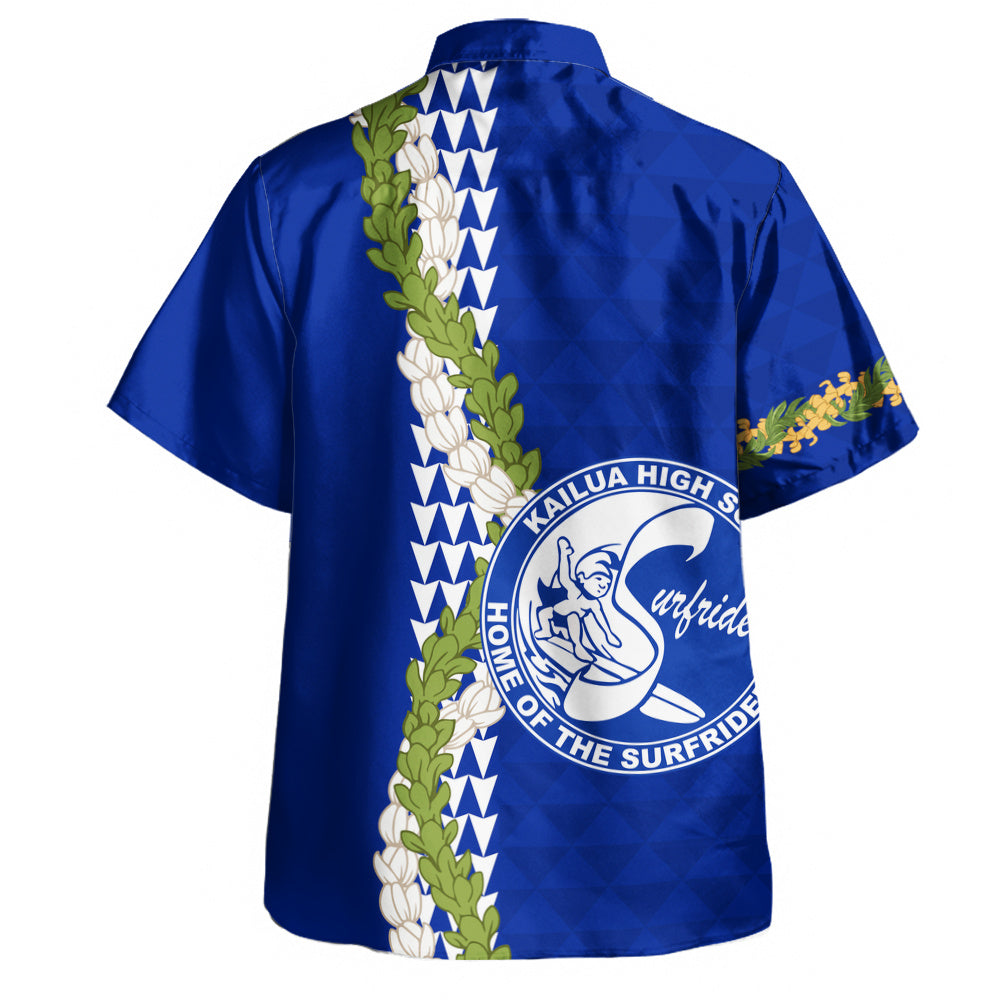 Kailua High School Hawaiian Shirt Puakenikeni Maile Flower Lei