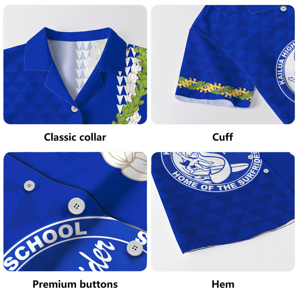 Kailua High School Hawaiian Shirt Puakenikeni Maile Flower Lei