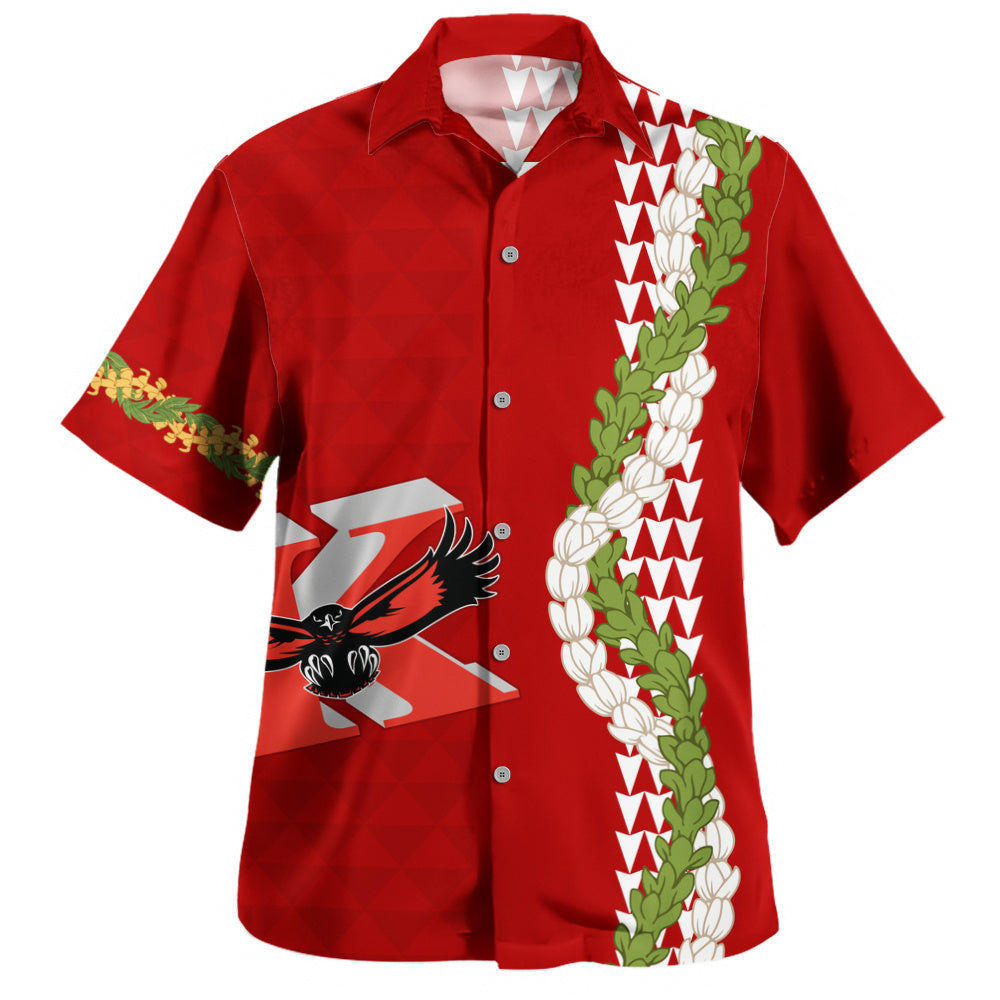 Kauai High School Hawaiian Shirt Puakenikeni Maile Flower Lei