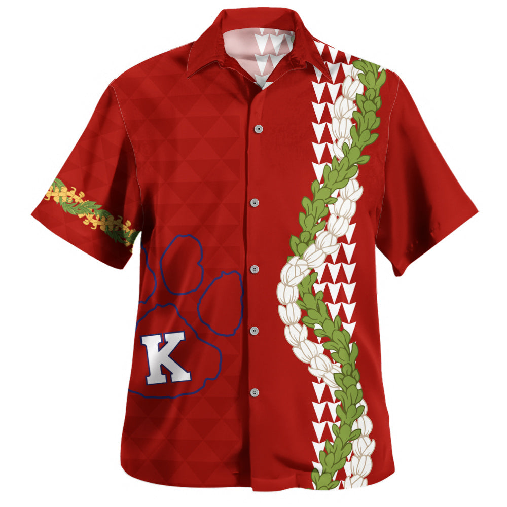 Keaʻau High School Hawaiian Shirt Puakenikeni Maile Flower Lei