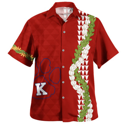Keaʻau High School Hawaiian Shirt Puakenikeni Maile Flower Lei