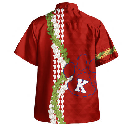 Keaʻau High School Hawaiian Shirt Puakenikeni Maile Flower Lei