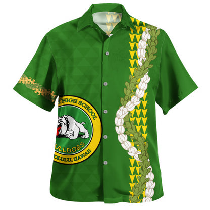 Kaimuki High School Hawaiian Shirt Puakenikeni Maile Flower Lei