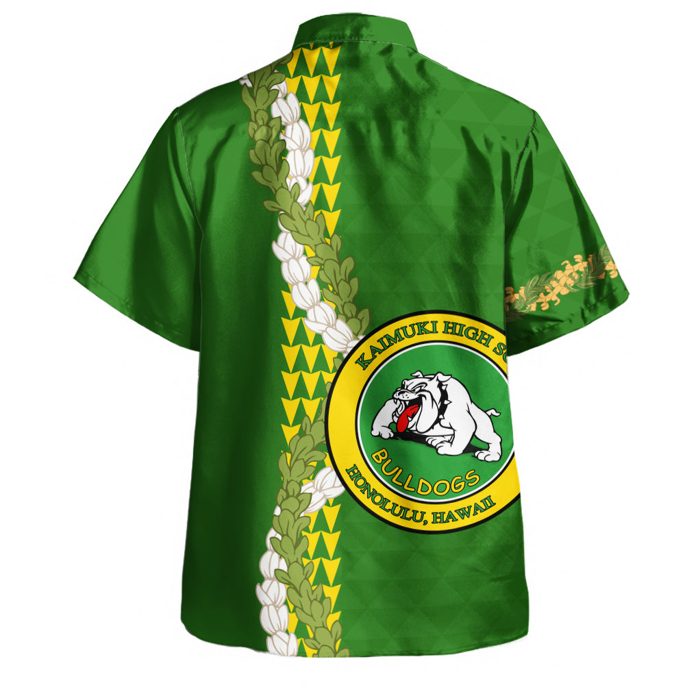 Kaimuki High School Hawaiian Shirt Puakenikeni Maile Flower Lei