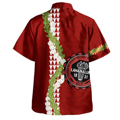 Lahainaluna High School Hawaiian Shirt Puakenikeni Maile Flower Lei